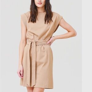 Vince Sleeveless beige tie waist Dress
